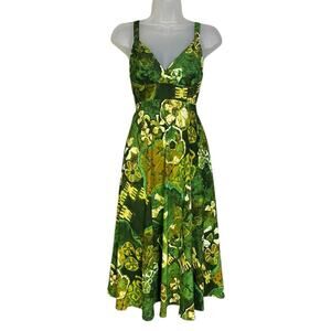 Jams World Surfline Hawaii Tiare Green Floral Midi Dress Women's XS